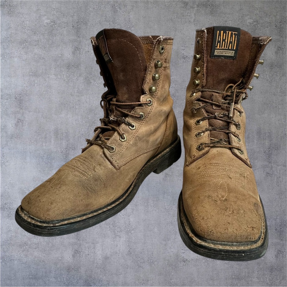 Ariat Work Boots Mens 11.5 D Brown Lace Up Square Toe Leather 10011916